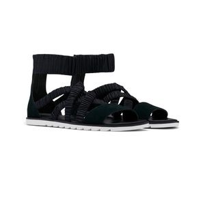 SOREL Women Ella II Ankle Strap Sandal In Black Sea Salt NIB - Reemoly